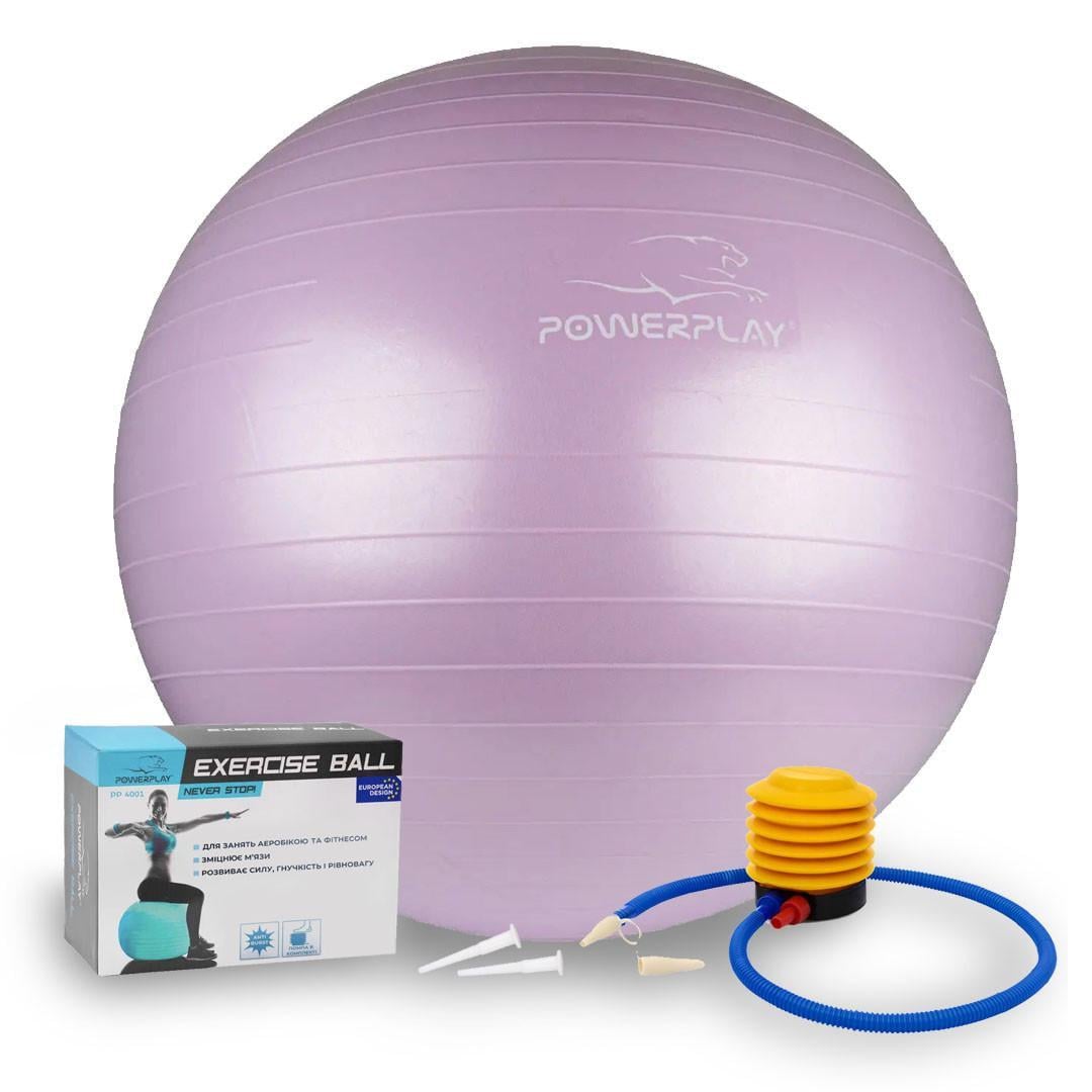 Мяч для фитнеса PowerPlay 4001 Gymball и насос Ø 65 см Лиловый (3070020880)