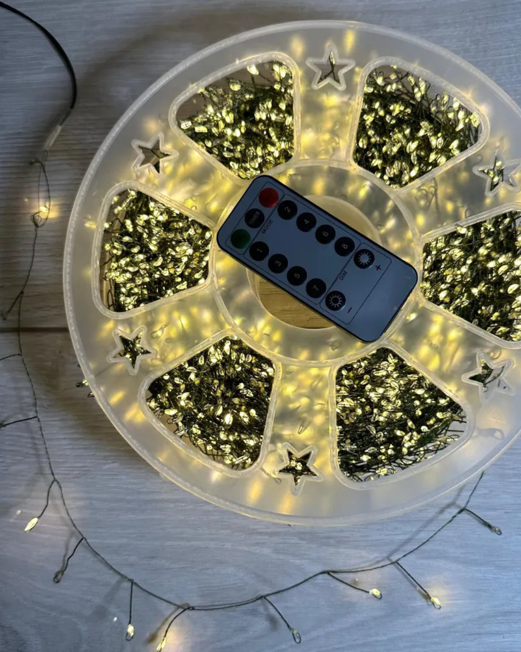 Гірлянда світлодіодна Niki Light Роса 50 м 1500 LED на зеленому дроті з пультом та режимами Тепло-білий (2784869053)