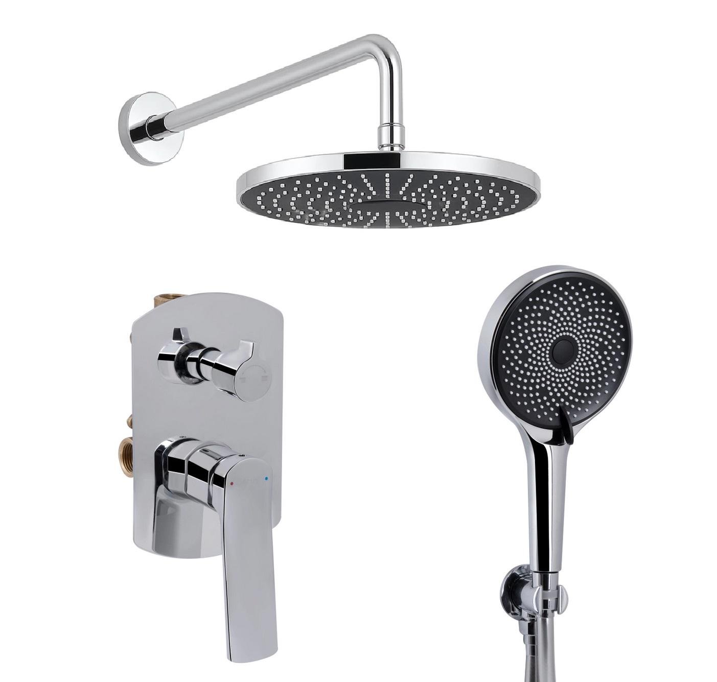 Душевая система встроенная Qtap Slavonice с тропическим и ручным душем Хром (45898 )