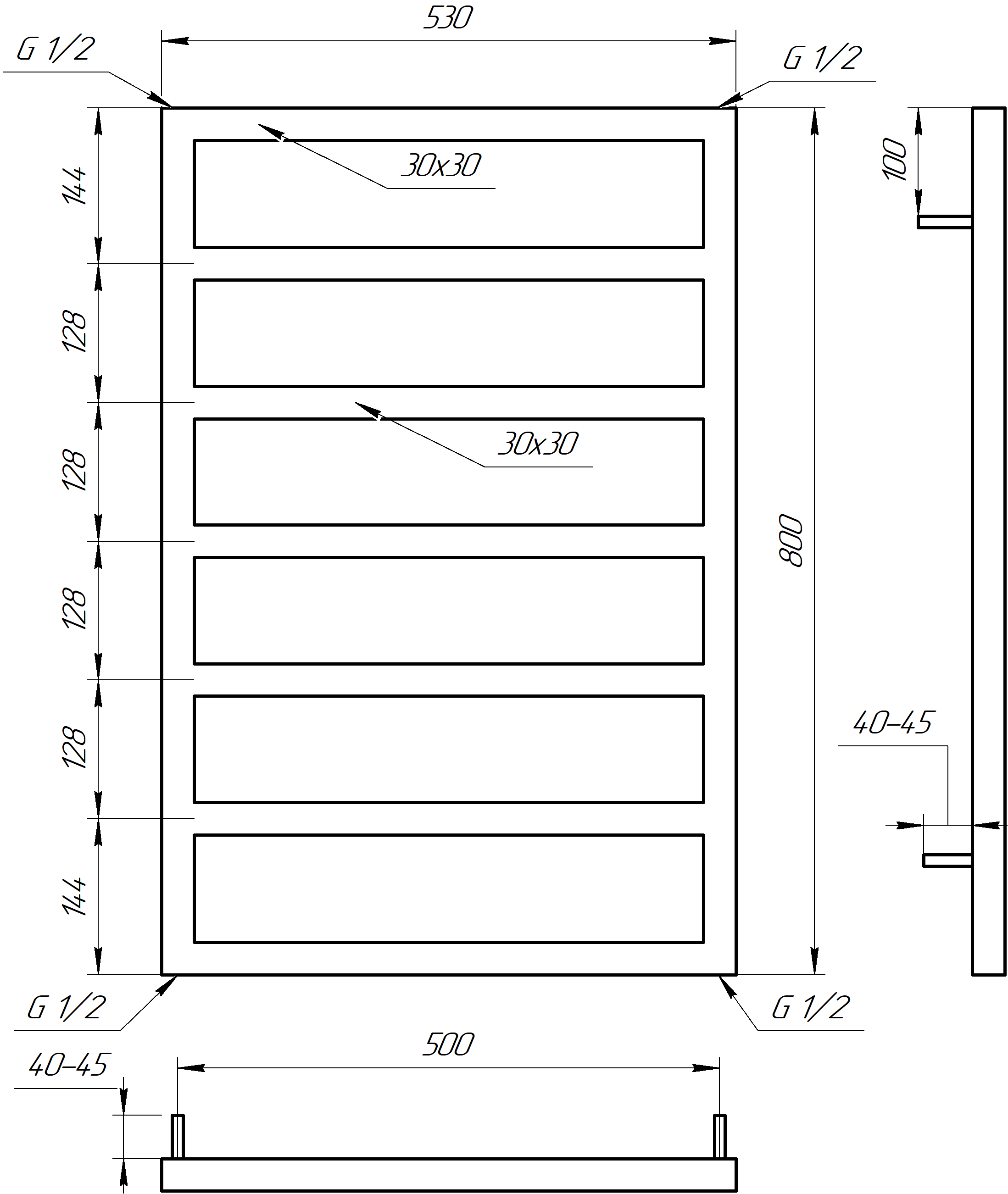 Рушникосушарка водяна Genesis Aqua Jazi 120x53 см Чорний (2324) - фото 2