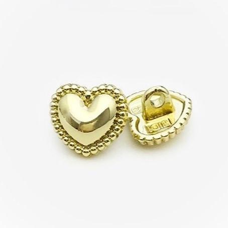 Пуговица Heart ornament LuxFabric на ножке металл 11х10 мм 1 шт. Золотистый яркий (ПВ1110с84)
