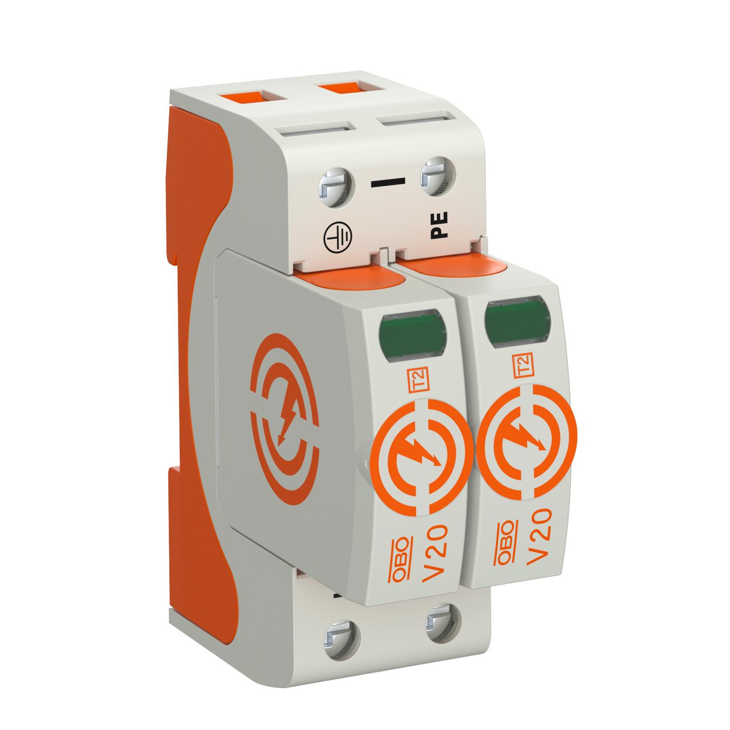 Ограничитель перенапряжения OBO bettermann V20-2-150 2P 80кА 150 В класc 2 С (5095152)