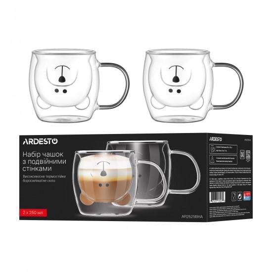 Набор чашек Ardesto Animals с двойными стенками 2х250 мл (AR2625BHA) - фото 1