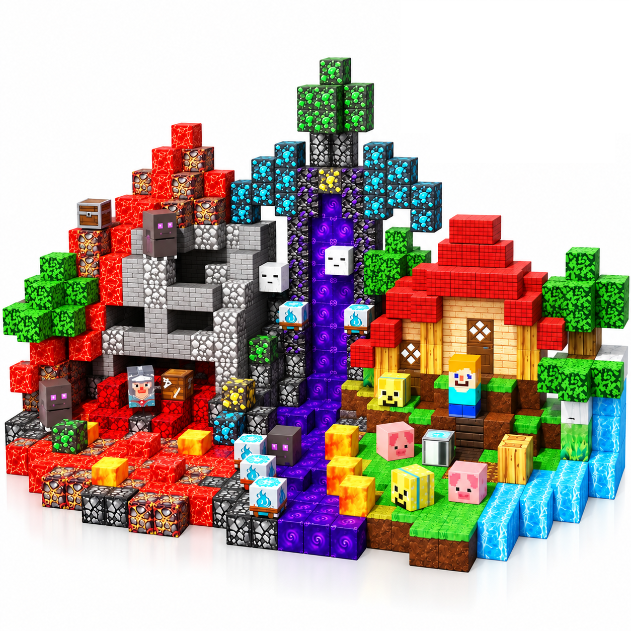 Конструктор магнитный Minecraft Портал в Незере 200 дет. для детей от 3 лет