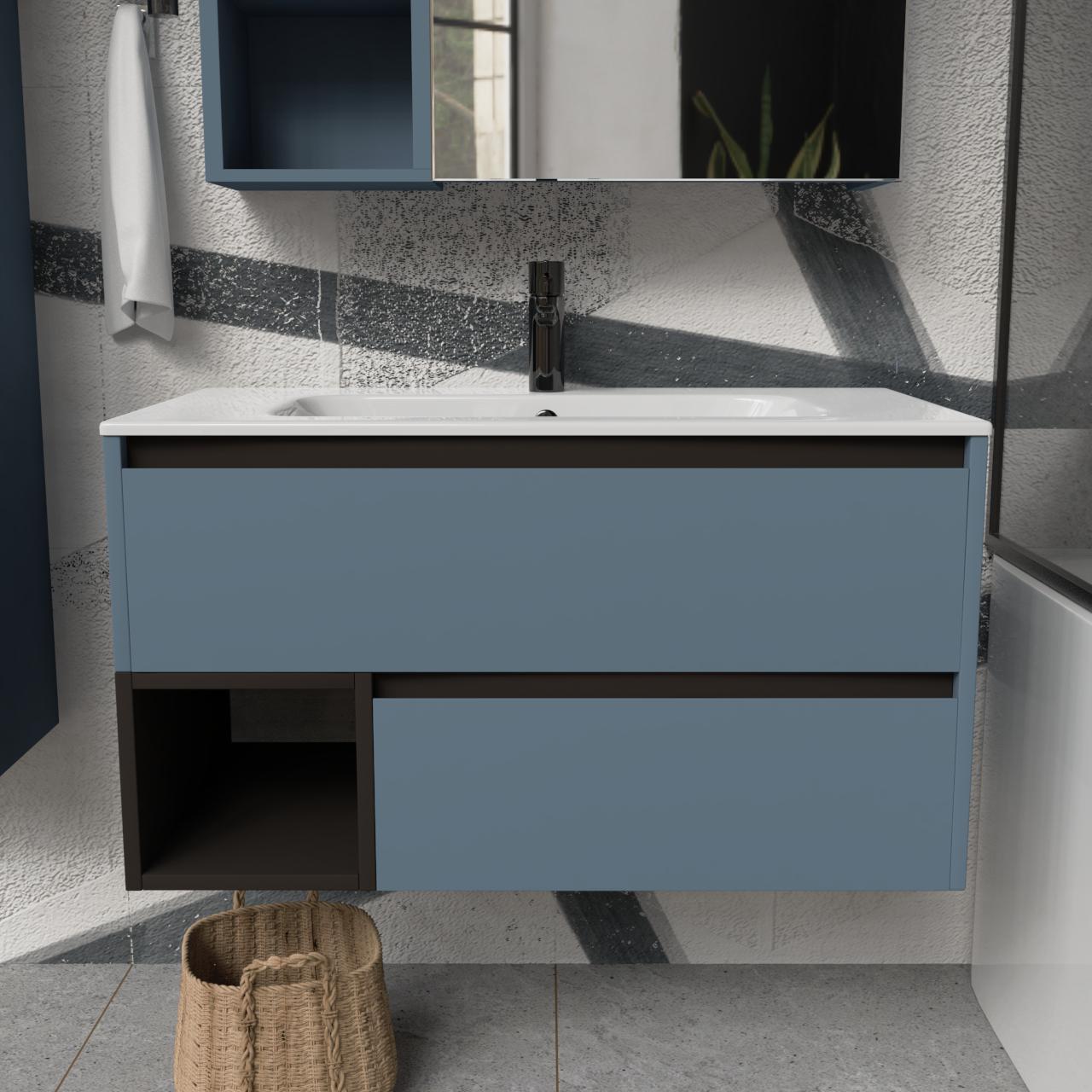 Тумба подвесная с раковиной MVK Vostok Craft 100 В2 1000х450х530 мм Синий Альби (c2100alb) - фото 1