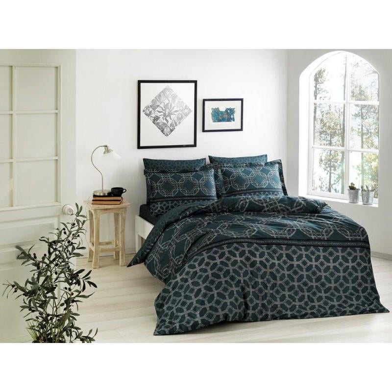 Постельное белье TAC Digital Lotus Petrol семейное (svt-2000022236287)