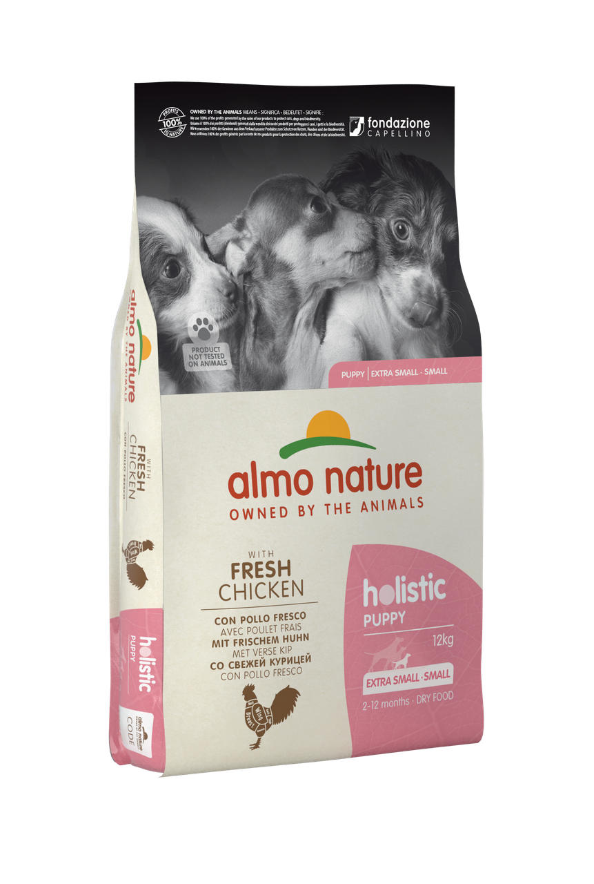 Корм сухий для цуценят маленьких порід Almo Nature Holistic Dog XS-S з куркою 12 кг (720/8001154122626)