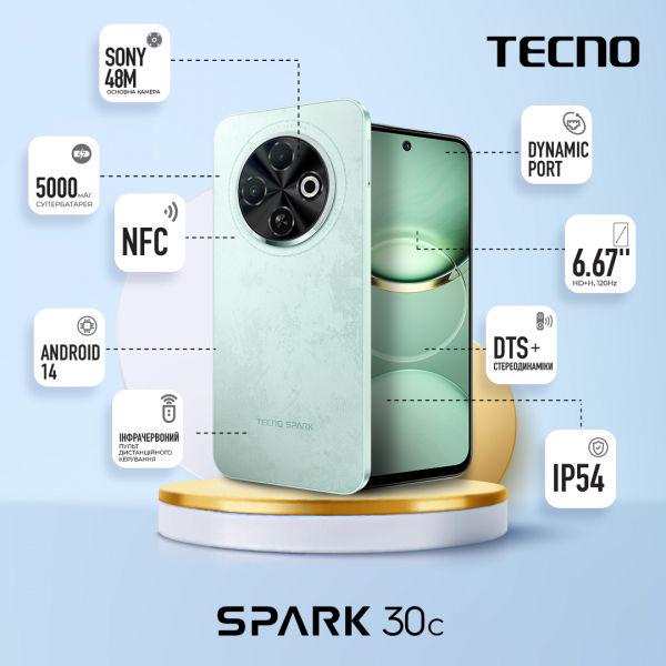 Смартфон Tecno Spark 30C KL5n 6/128ГБ Magic Skeen Green (4894947051814) - фото 2 Смартфон Tecno Spark 30C KL5n 6/128ГБ Magic Skeen Green (4894947051814) - фото 2