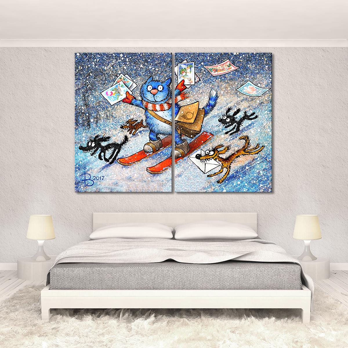 Модульная картина Новогодняя почта 2 модуля 60x90 см