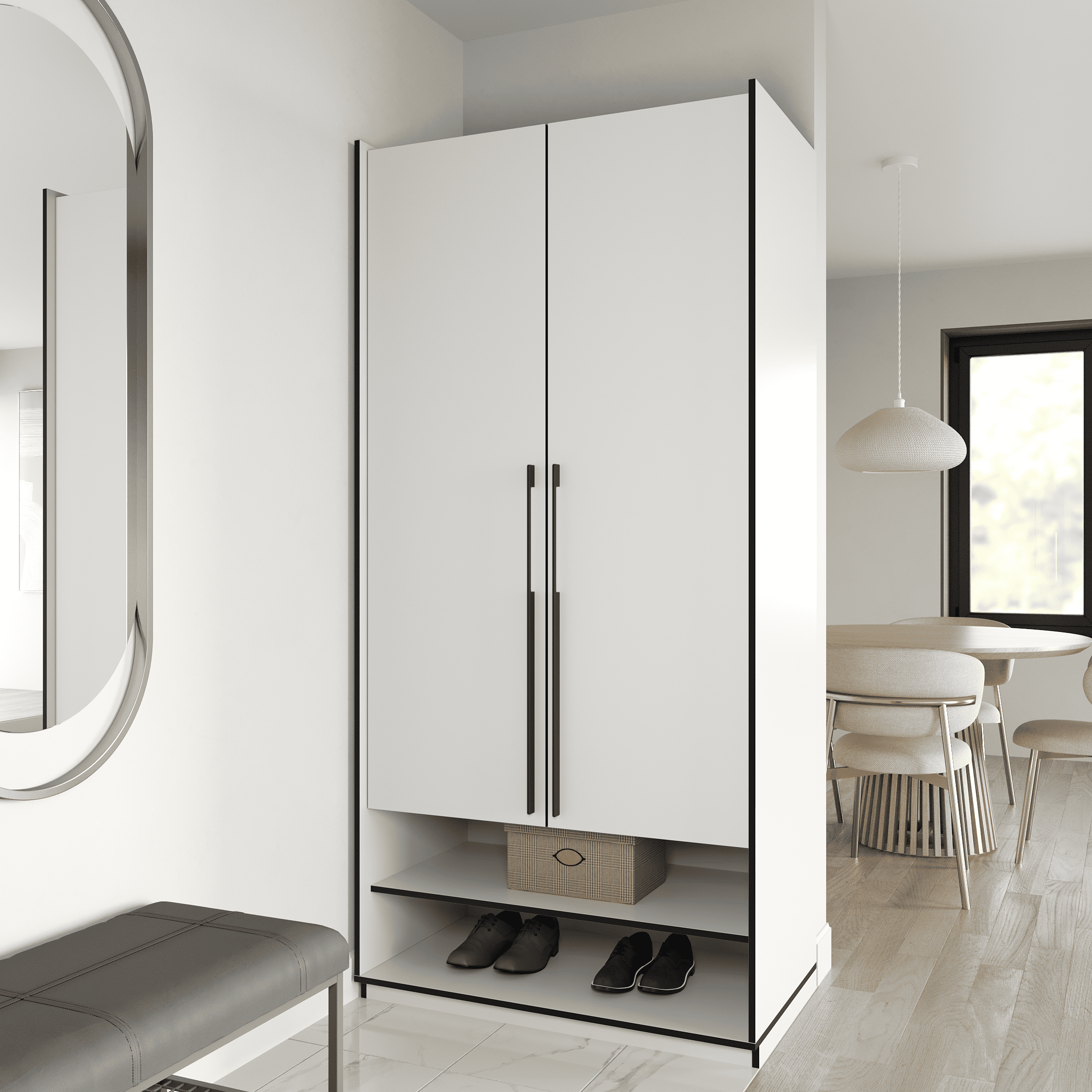 Шафа розпашна Moreli R-0004 з трубою на 2 дверцята Білий