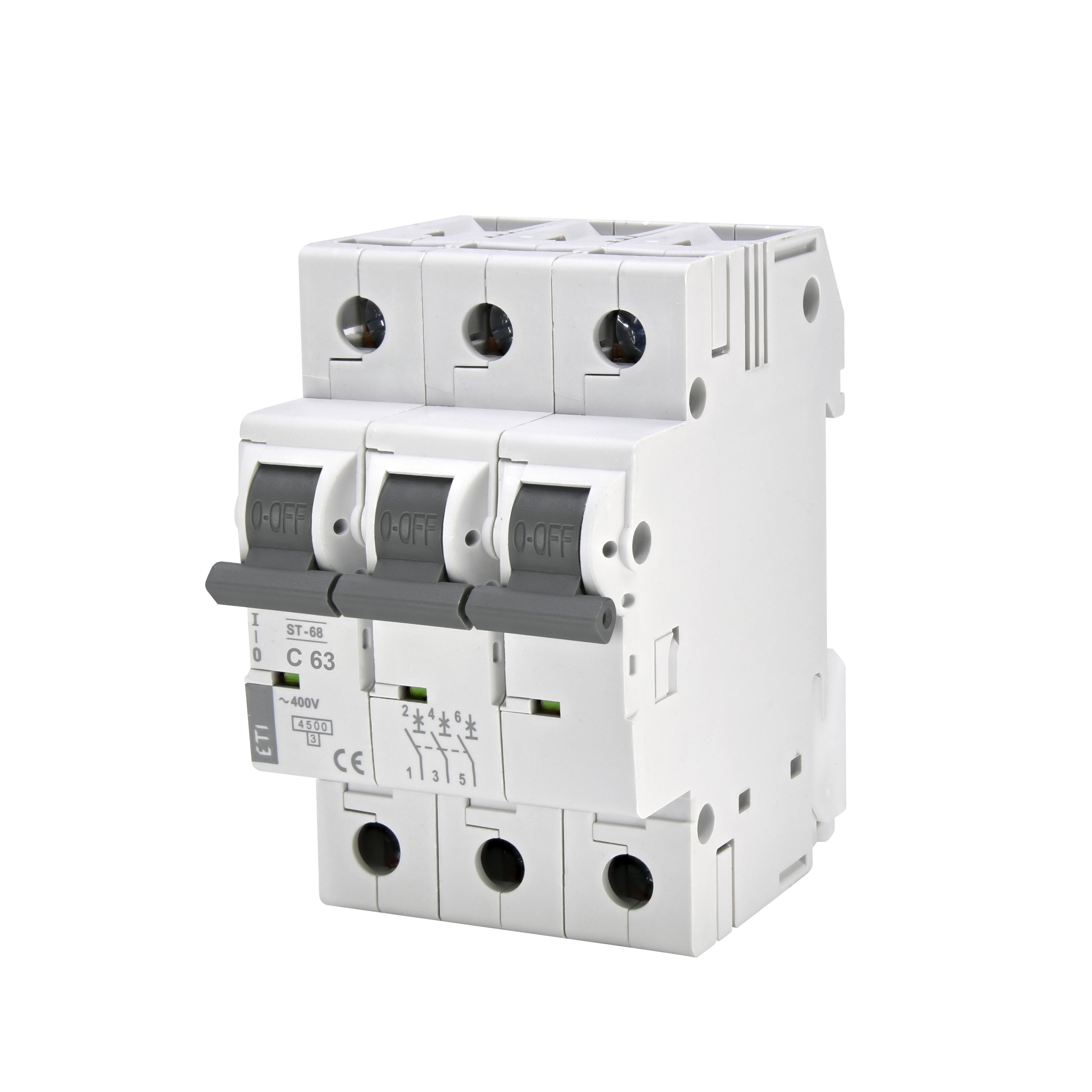 Автоматический выключатель ETI ST-68 3P 63A C 4,5 kA 2185322