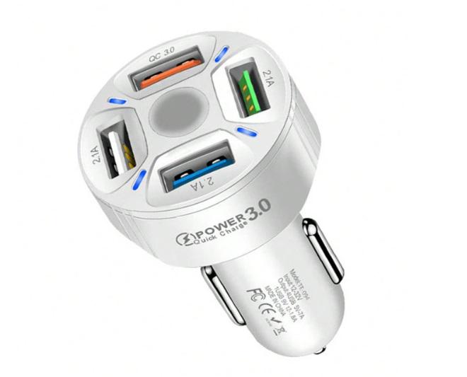 Зарядное устройство автомобильноеTRw 2USB 2Type-C PD20W QC 3.0 White (HP050552)