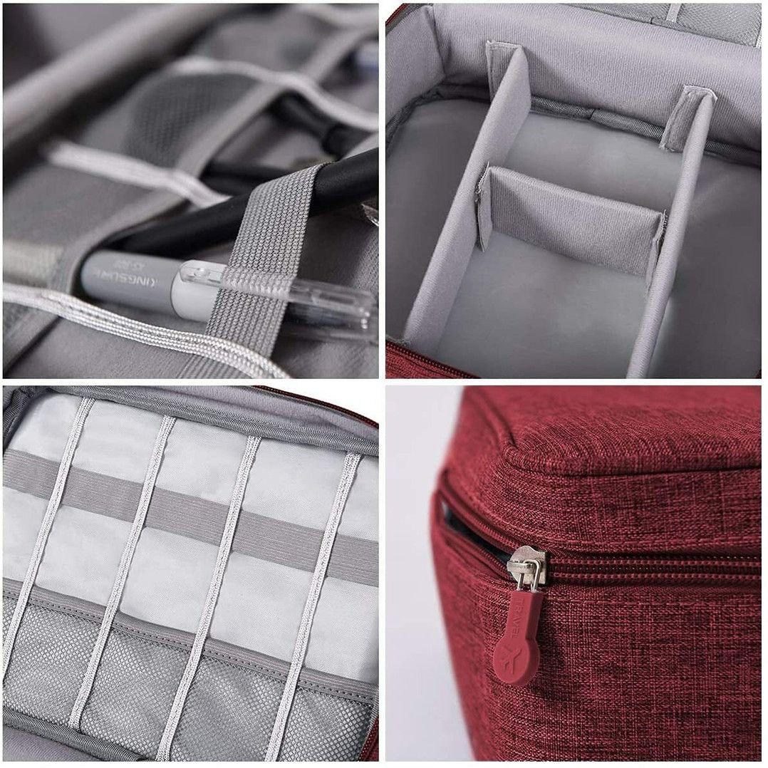 Дорожный органайзер для кабелей и зарядных устройств 24,5х18х10 см Красный (ОД-110-1) - фото 6