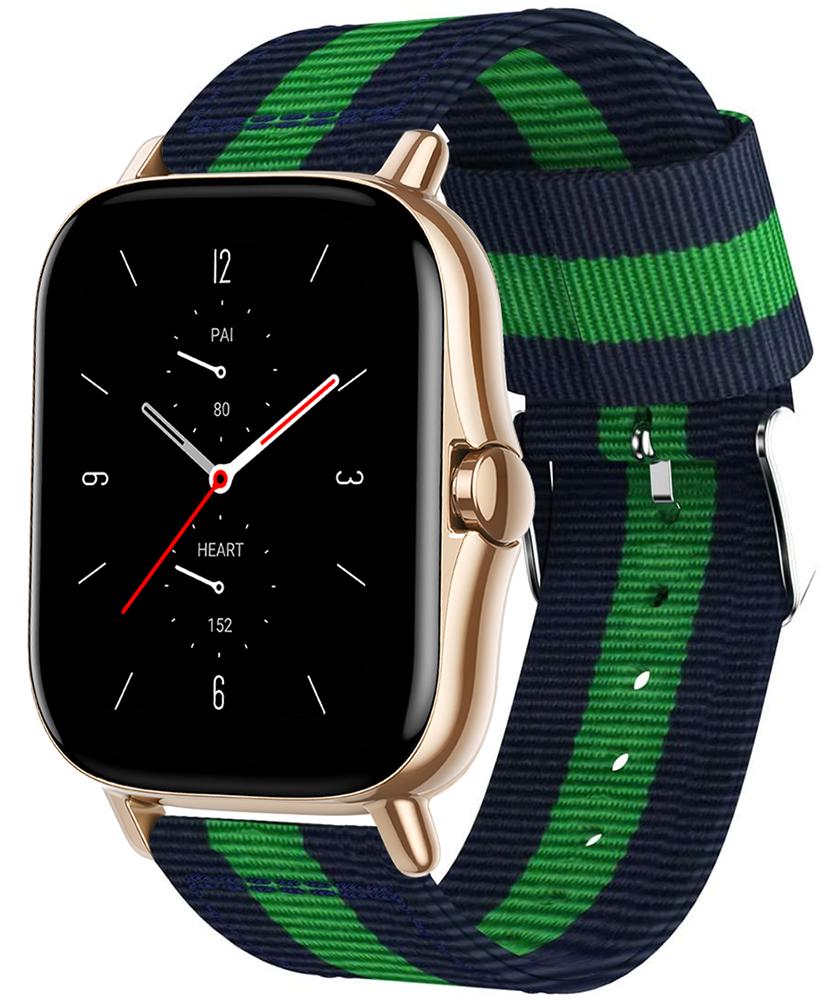 Ремешок тканевый Canvas для Amazfit GTS 2e Blue/Green (20577)