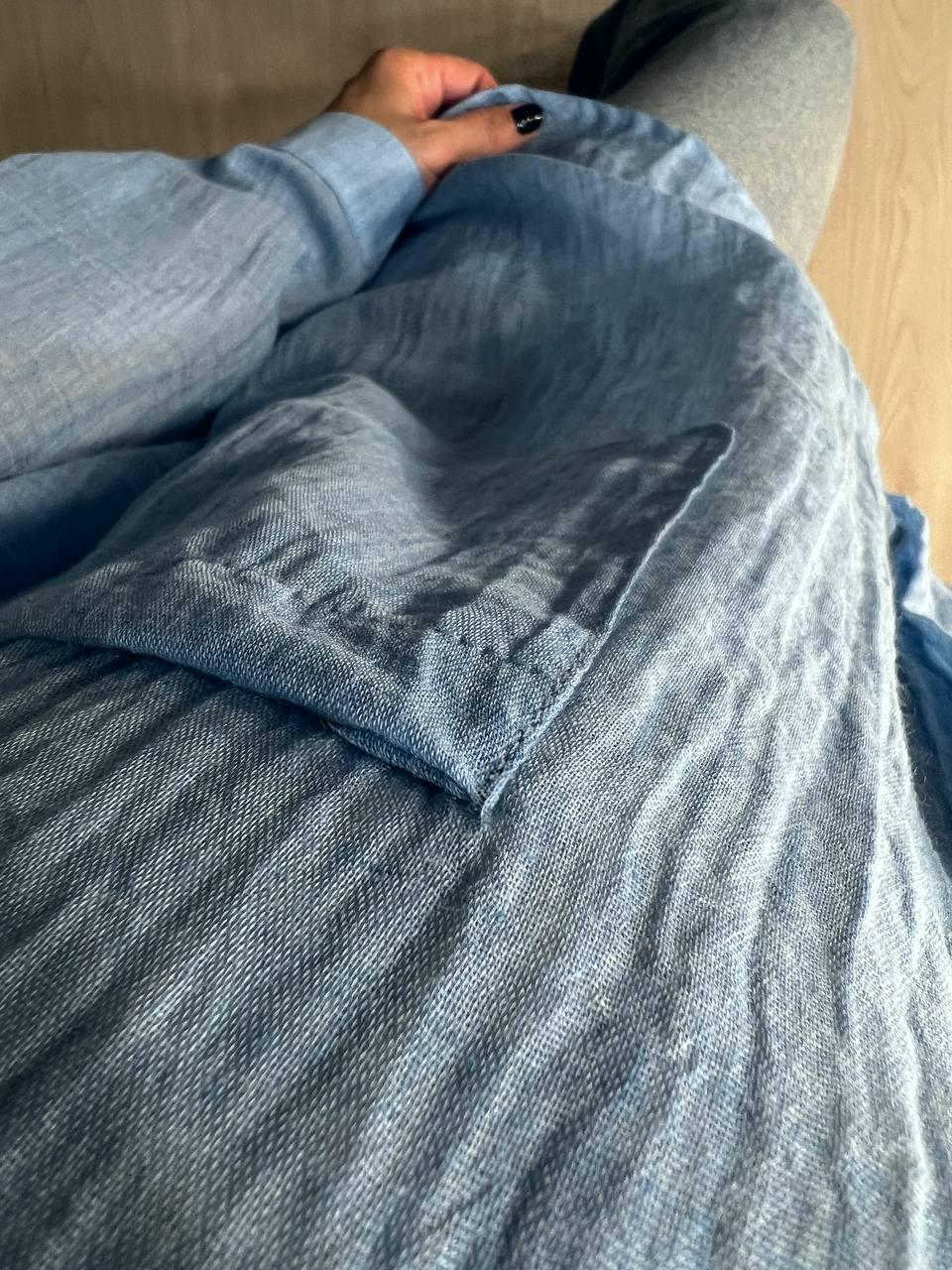 Рубашка женская Xingyue 388 с карманом жатка OS Голубой (26730536) - фото 3