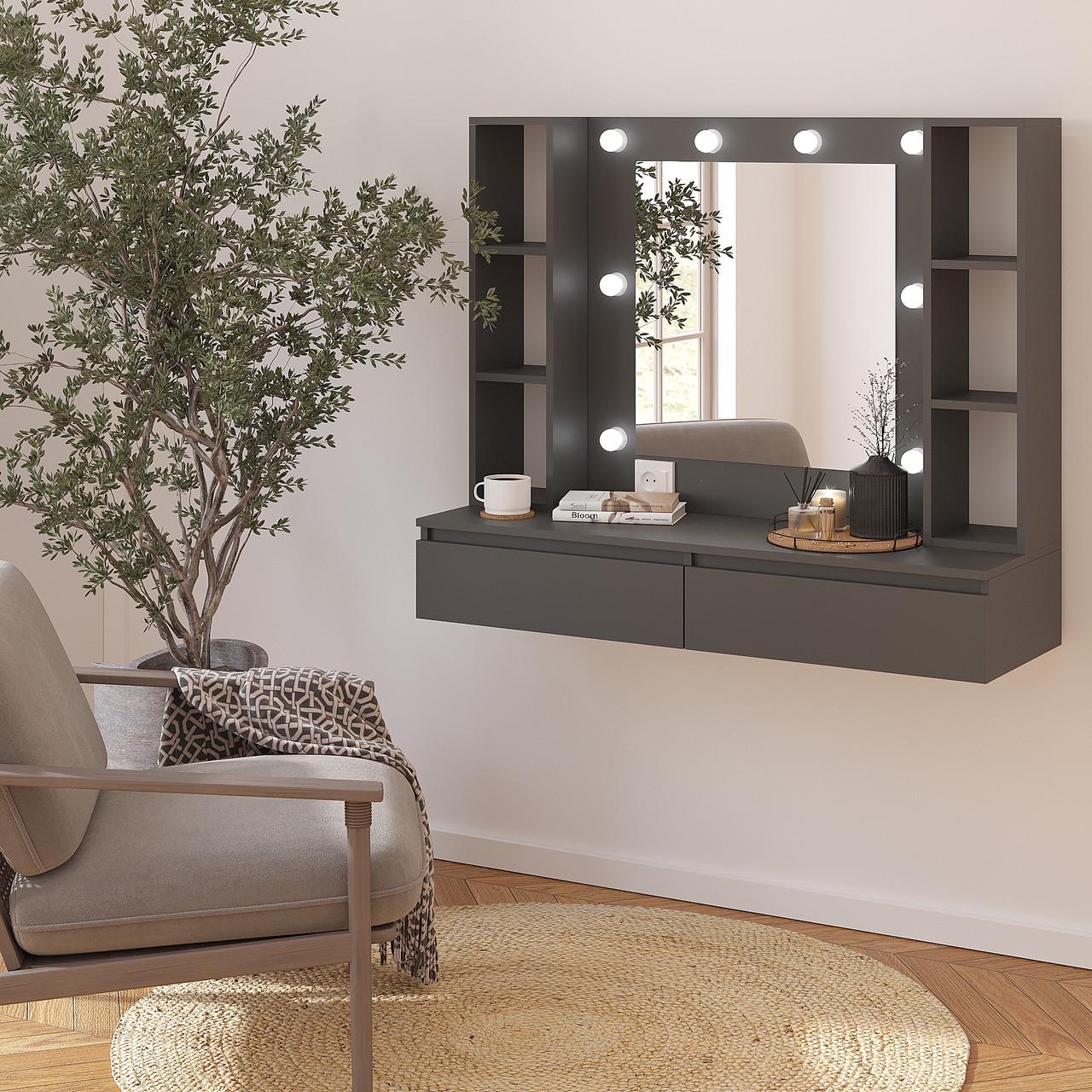 Туалетний столик New and Classic підвісний із підсвічуванням 1000х1200х400 мм Антрацит (ТЗ-Флай-1) - фото 1