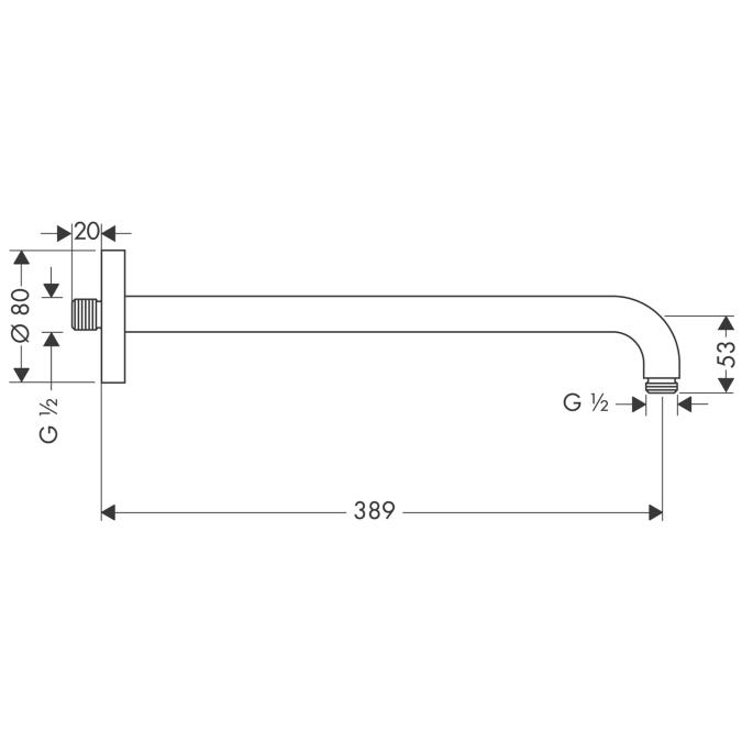 Кронштейн настенный Hansgrohe Axor 27413000 389 мм для верхнего душа Хром (111697) - фото 2