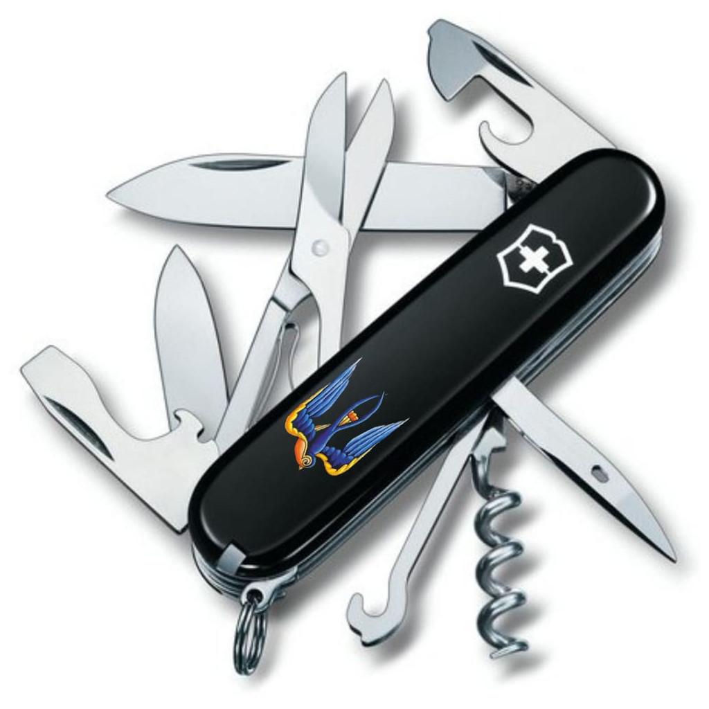 Нож складной охотничий Victorinox Climber Ukraine тризуб-ласточка Чорний (m357067) Нож складной охотничий Victorinox Climber Ukraine тризуб-ласточка Чорний (m357067)