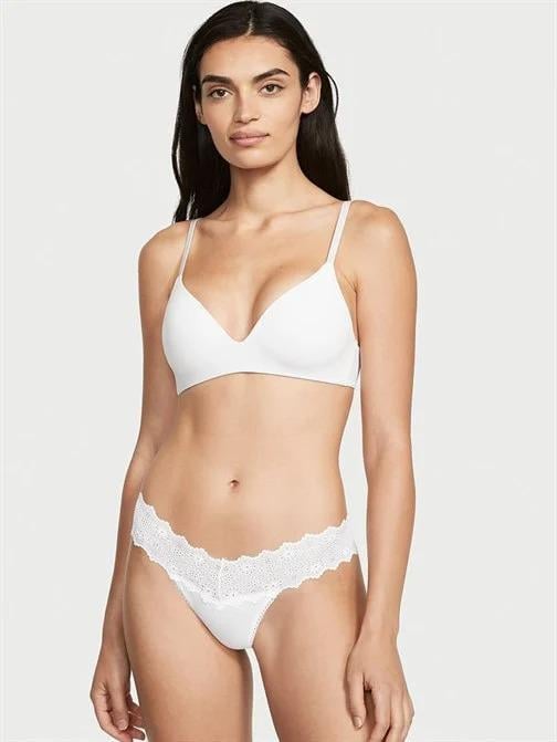 Трусики стринги Victoria's Secret Cotton Thong Panty White M Белый (26475678)