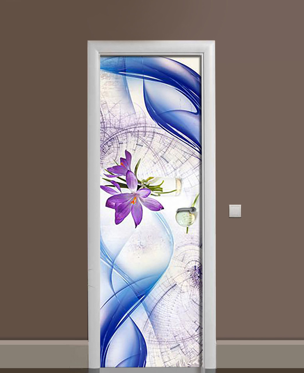 Наклейка 3D на дверь Zatarga "Безумный эдельвейс" виниловая 650х2000 мм