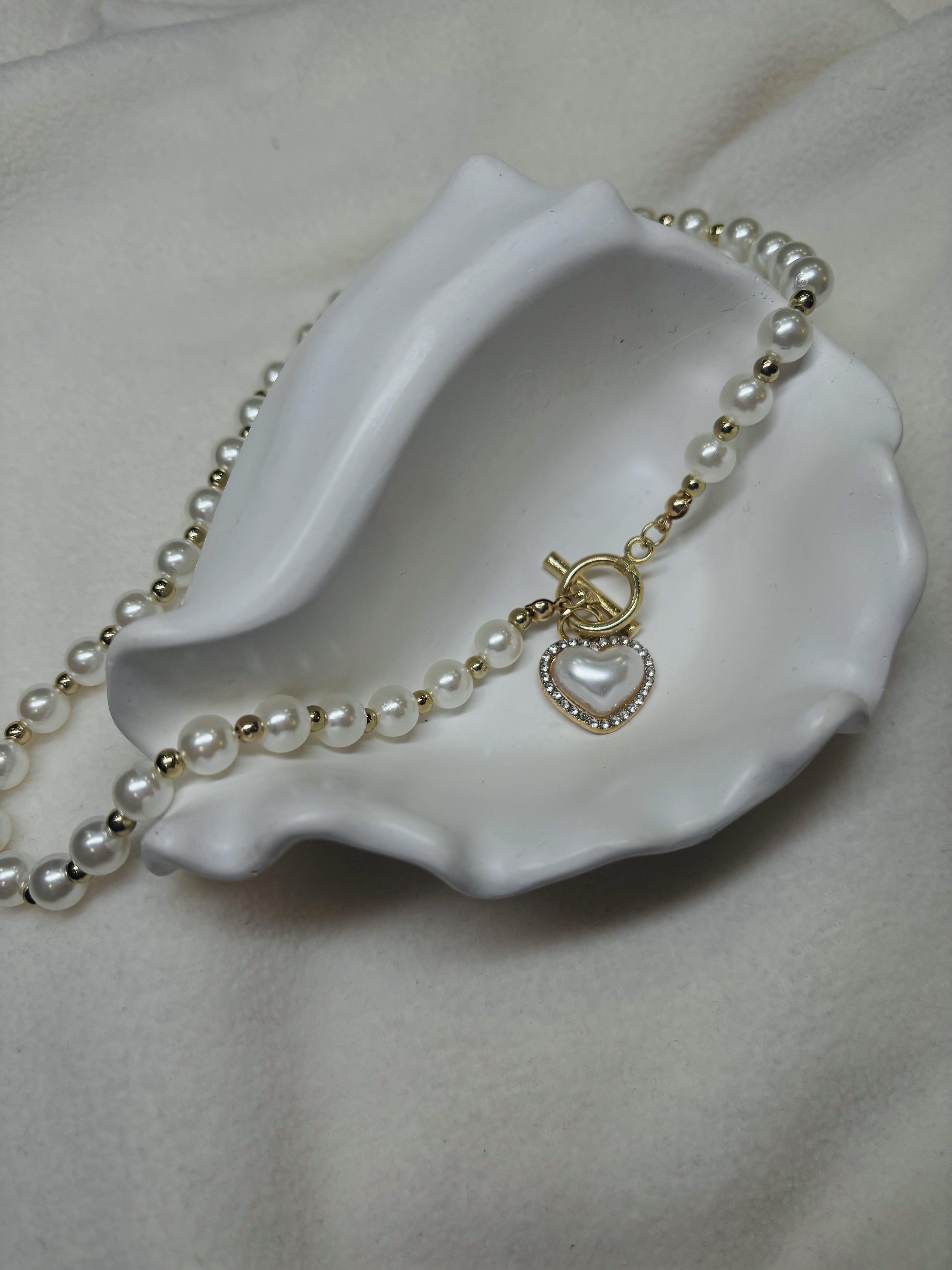 Колье Mirshine Pearl Heart White (22976)