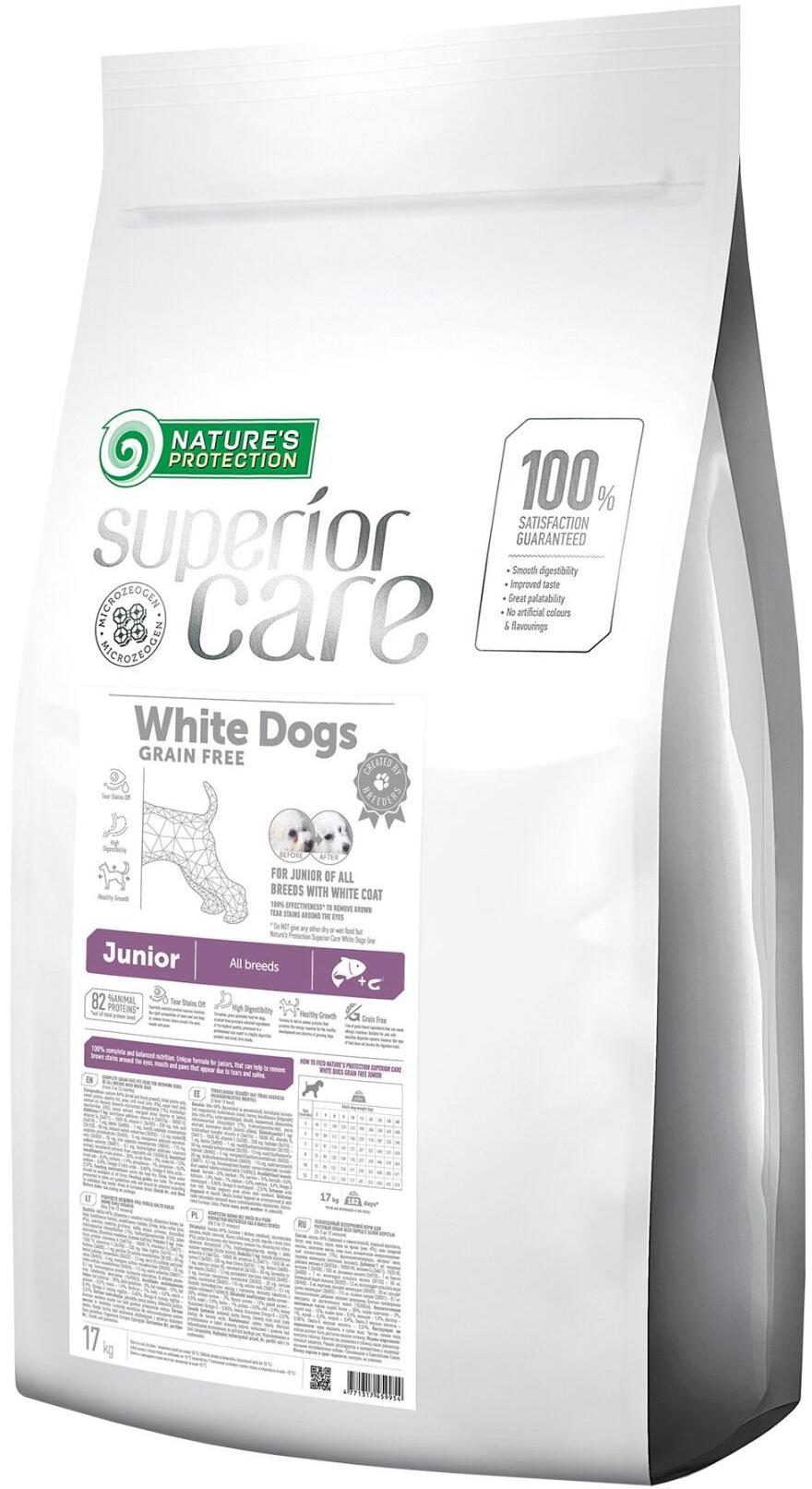 Корм сухой Nature's Protection Superior Care White Dogs Grain Free Junior All Breeds для юниоров беззерновой 17 кг (4771317459954)