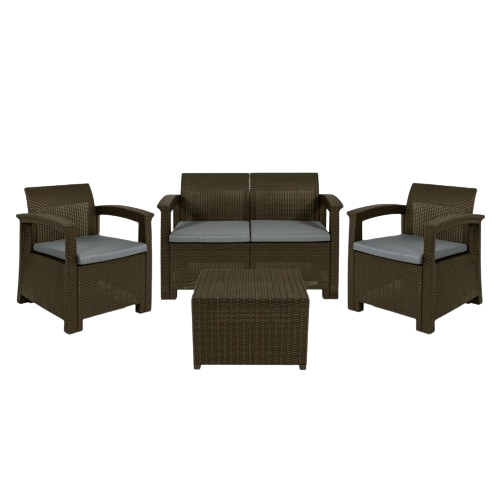 Комплект садовой мебели Bonro B-18032 4-местный Черный/ Коричневый