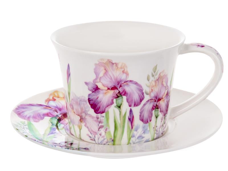 Чашка чайная фарфоровая с блюдцем Lefard Ирисы 924-779 250 мл Белый Чашка чайная фарфоровая с блюдцем Lefard Ирисы 924-779 250 мл Белый
