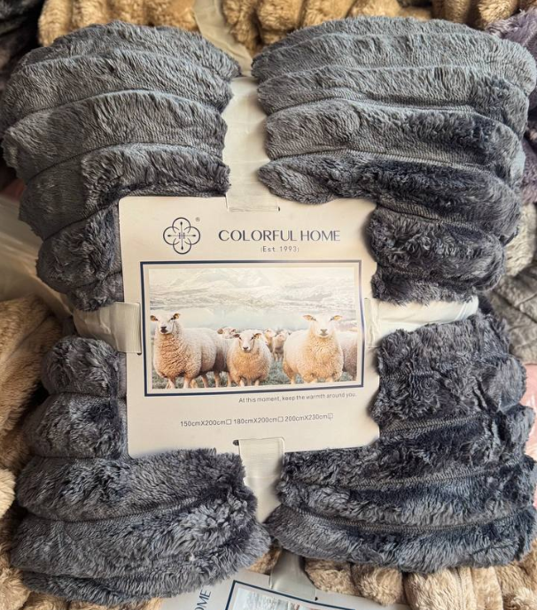 Покривало двухстороннє на овчині 200x220 см Сірий - фото 1