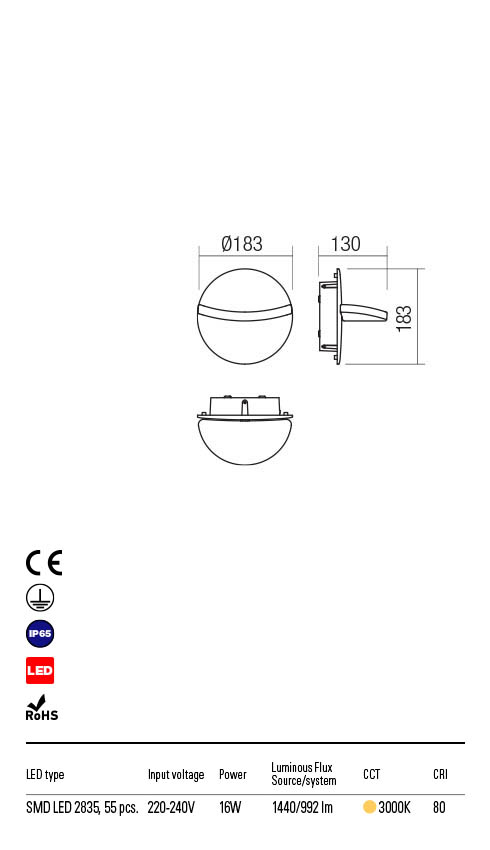 Бра уличное Redo Gimbal Ap LED Smd 16 W Ip65 Dg 3000K 5.1.2 (90068) - фото 3