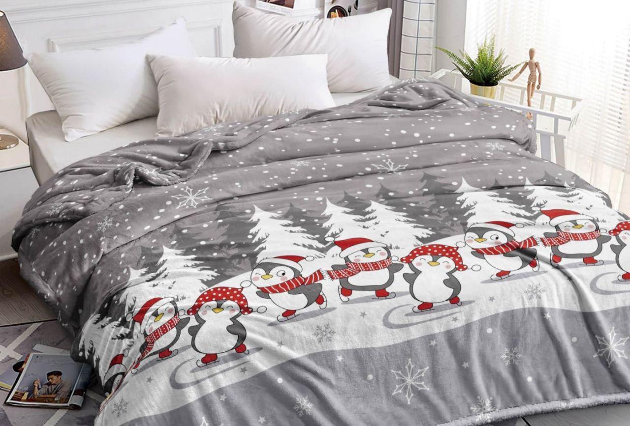 Плед София Пингвины велсофт полуторный 150х215 см (1641)