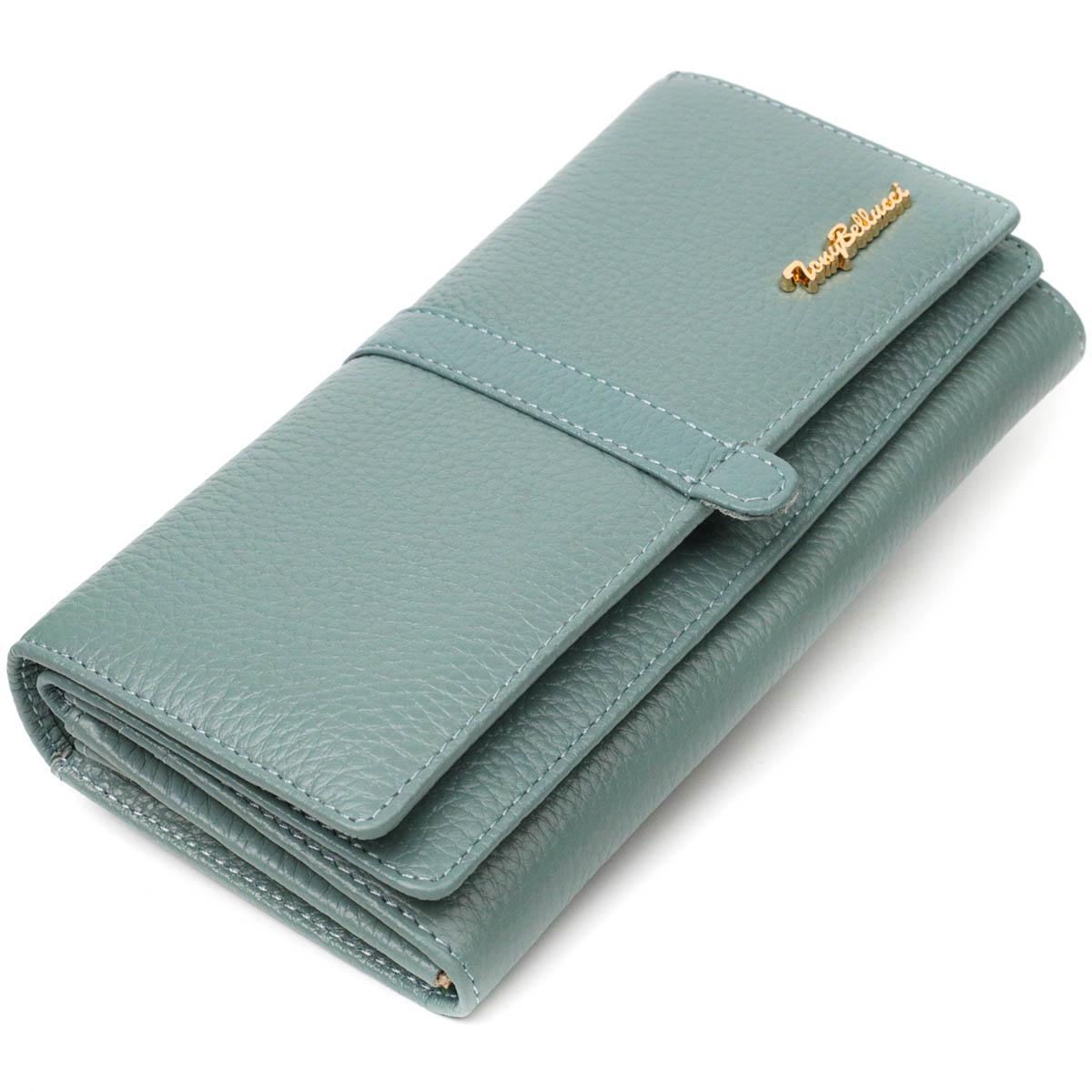 Кошелек женский Tony Bellucci Wallet 22065 из натуральной кожи Серо-зеленый (56266)