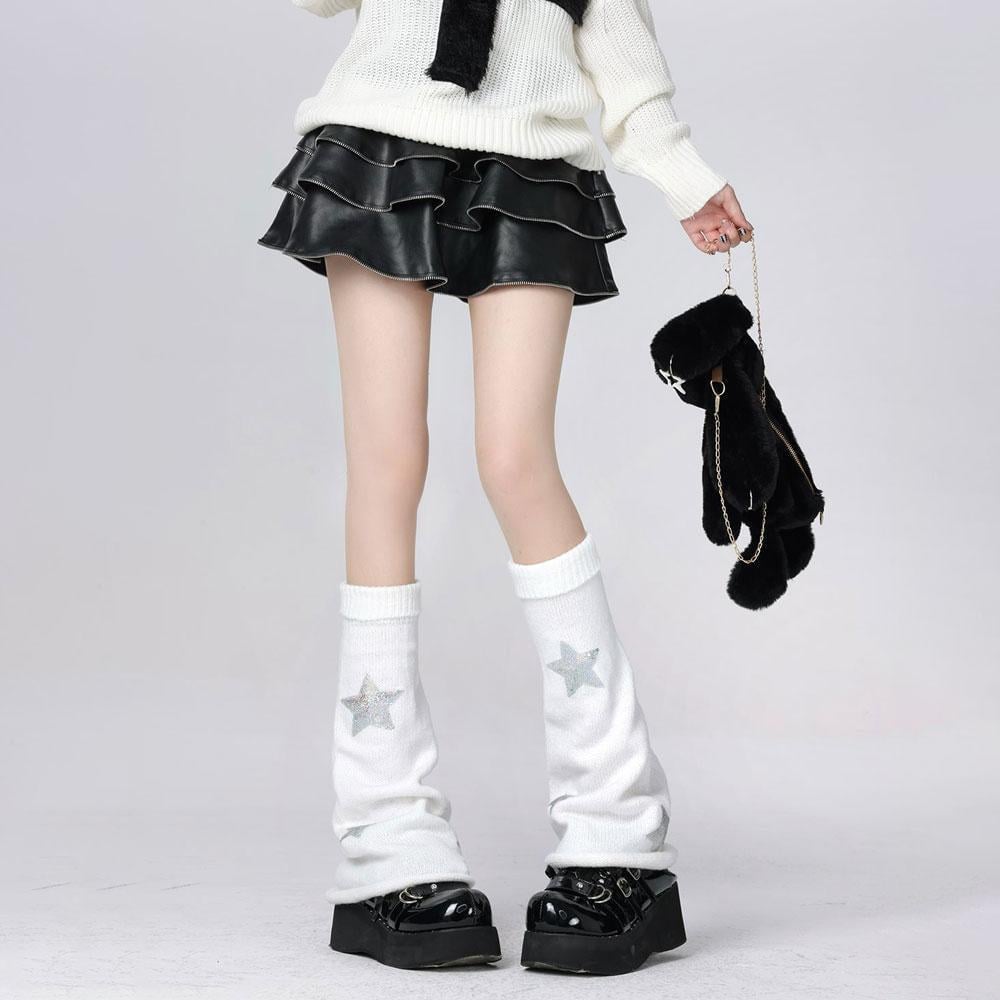 Гетры клеш с бестящими звездочками One size Белый (2338)