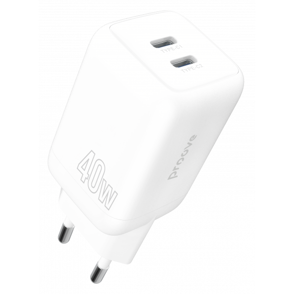 Зарядное устройство Proove Silicone Power 40W Type-C + Type-C White