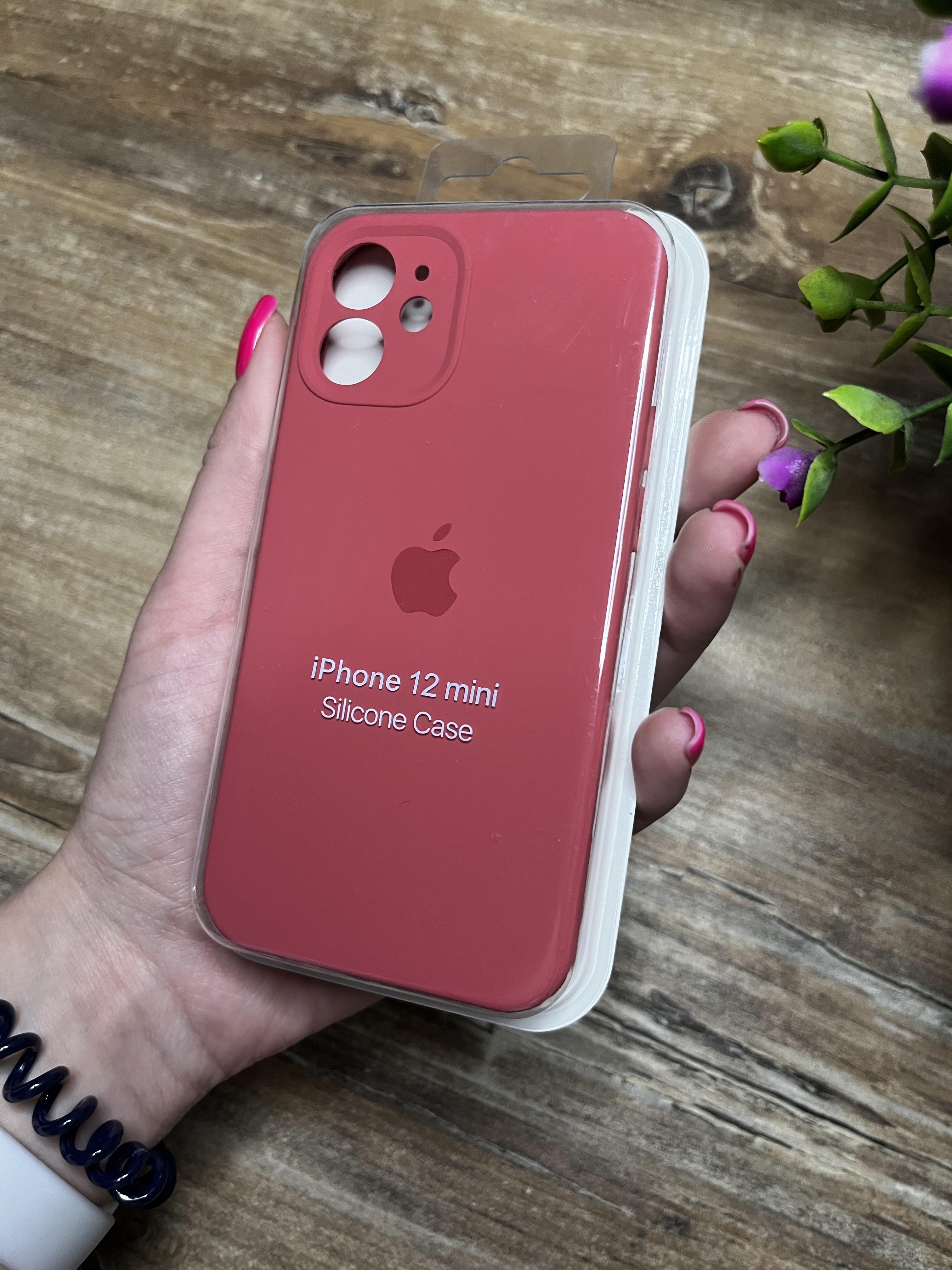 Чехол накладка на iPhone (Айфон) 12 Mini квадратные борта silicone case full camera Apple