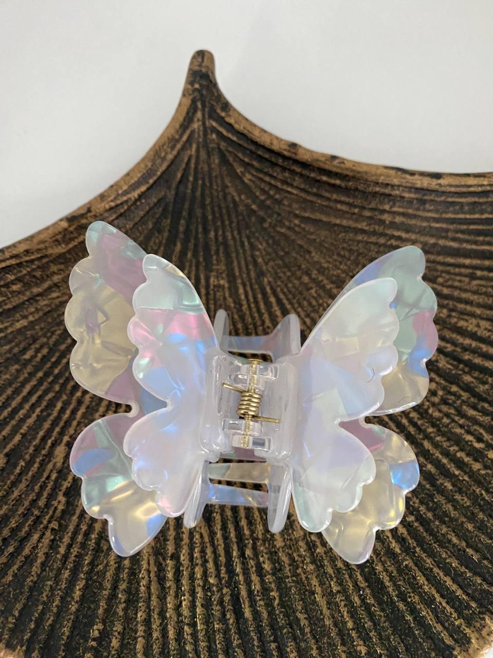 Заколка для волос крабик Бабочка с перламутровым градиентом Белый (23090348)