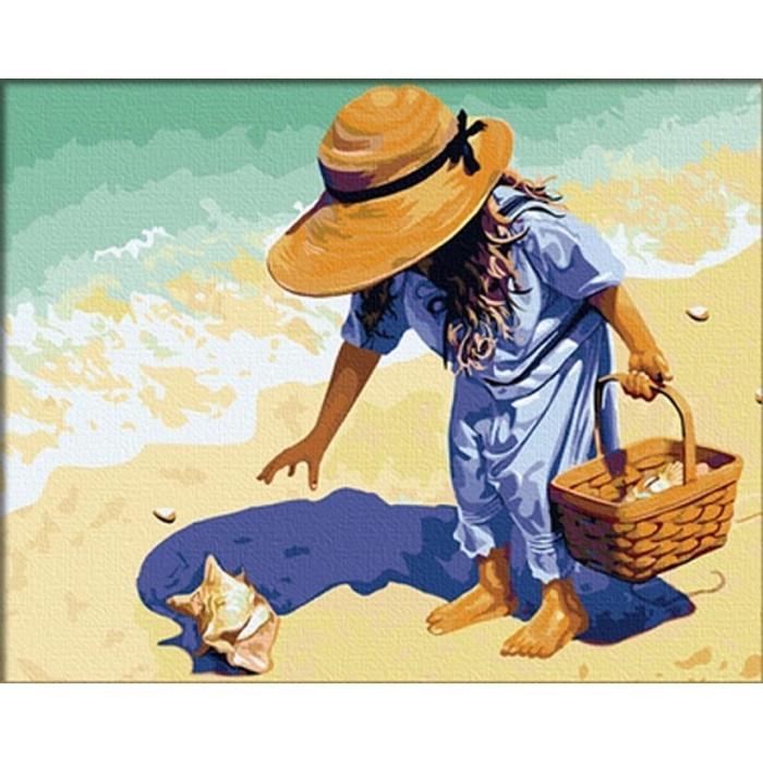 Картина по номерам Ідейка Дети Ракушка на побережье 40х50 см (KHO037)