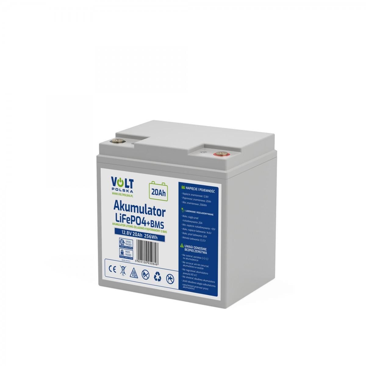 Аккумулятор Volt Polska LiFePO4 VPRO 12,8V 20 Ah 20A BMS (6AKLI02012)