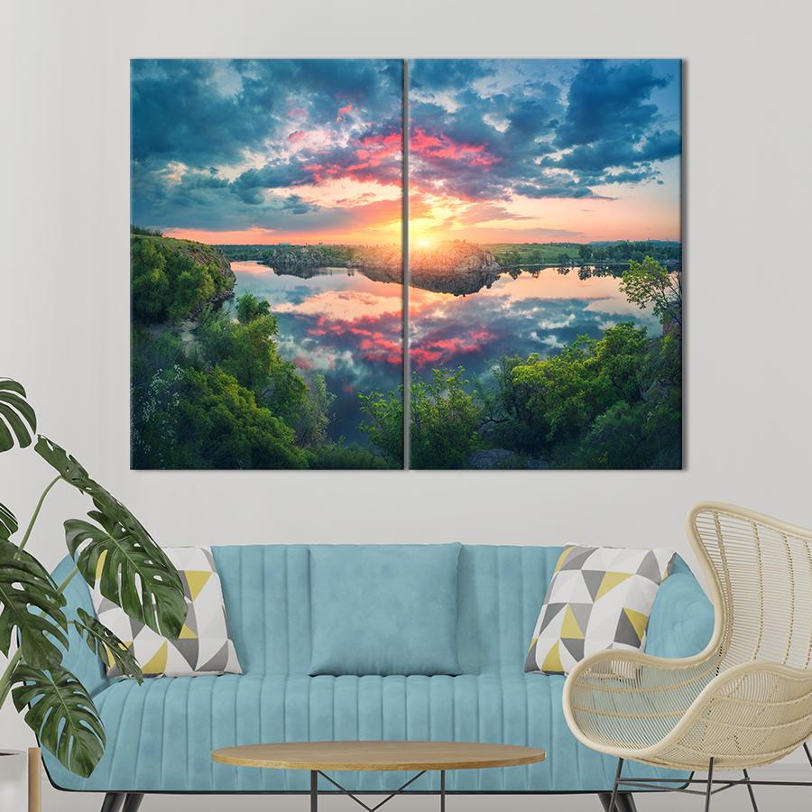 Картина Рассвет над лесным озером 111x81 см (1940-2)