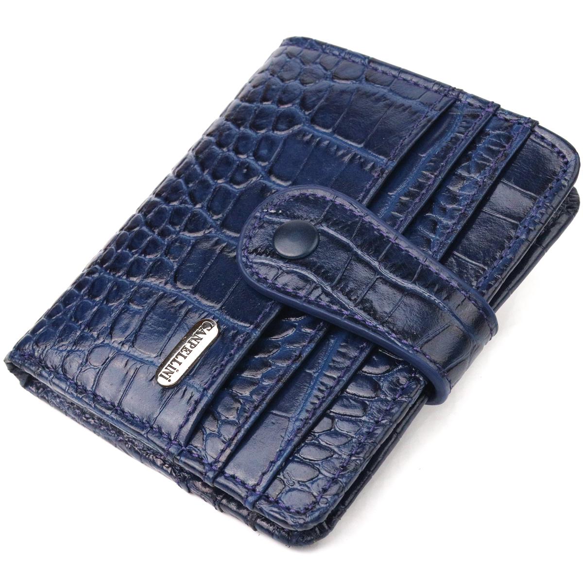 Кошелек CANPELLINI Purse 21687 кожа с тиснением под крокодила Синий
