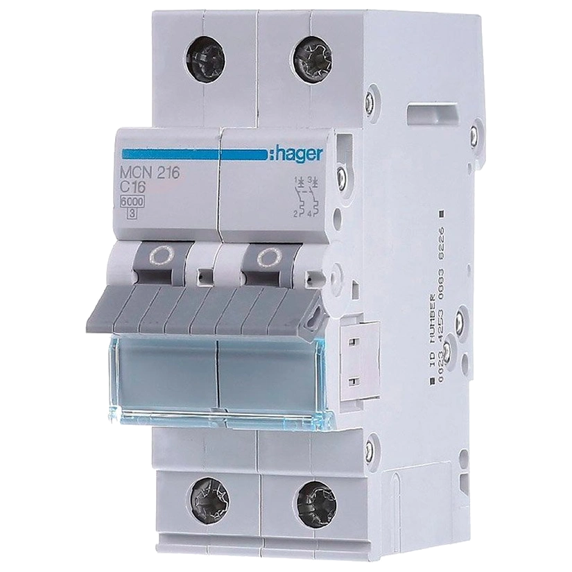Автоматический выключатель Hager 2P 6kA C-16A 2M MCN216 (99-00016363)