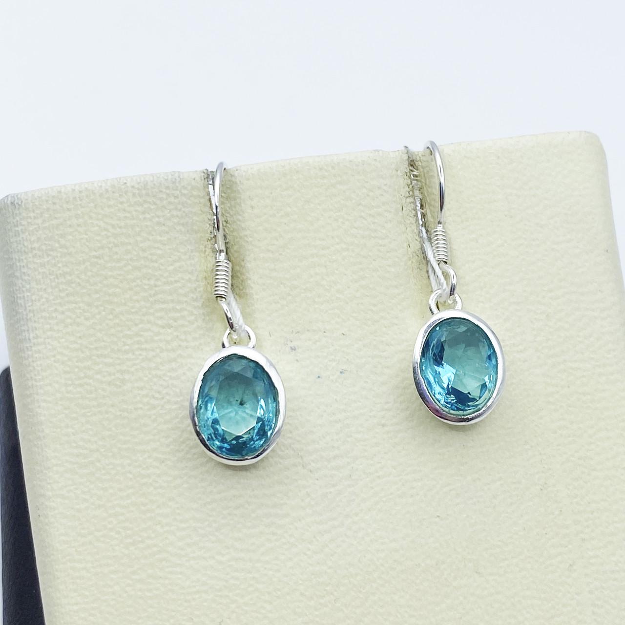 Серьги серебряные с топазом 2,46 г Голубой (2355342031)