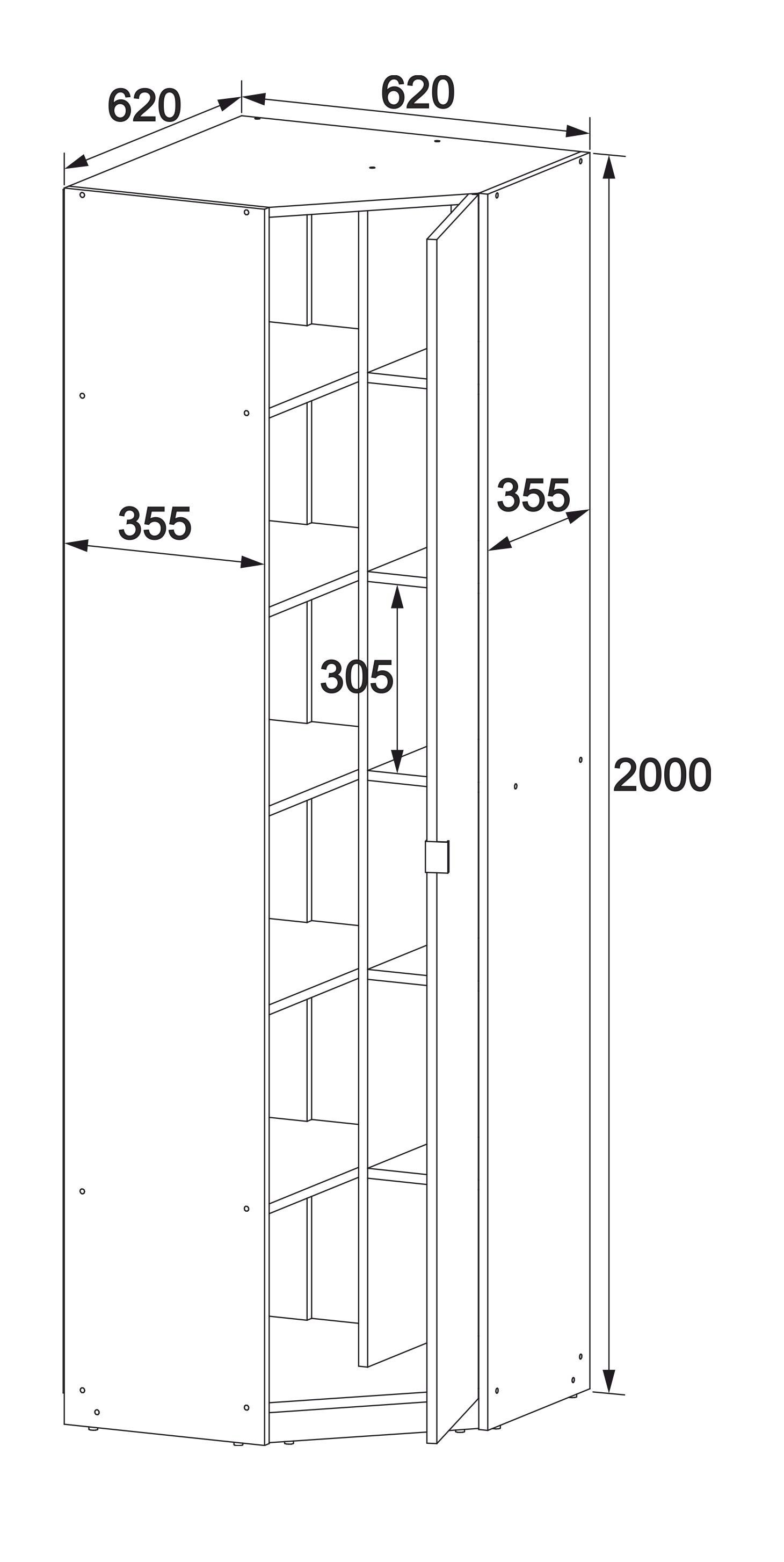 Шкаф с полками угловой Мастер Форм Тетрис 620х376х2000 мм Белый (33049) - фото 3