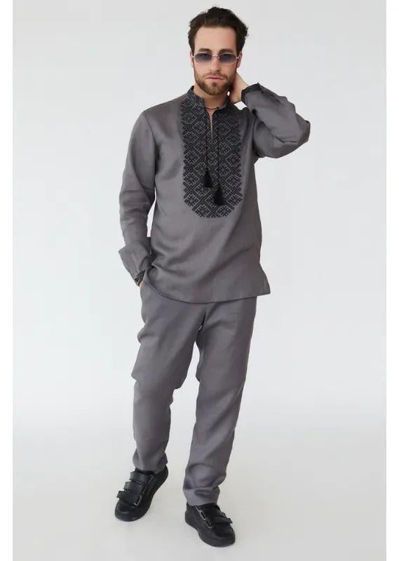 Вышиванка мужская р. 48 Графит (544) - фото 7 Вышиванка мужская р. 48 Графит (544) - фото 7