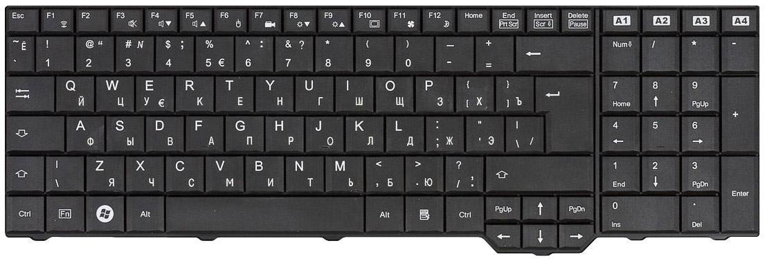 Клавіатура для ноутбука Fujitsu Amilo XA3530/PI3625/LI3910/XI3650 EN Black Клавіатура для ноутбука Fujitsu Amilo XA3530/PI3625/LI3910/XI3650 EN Black