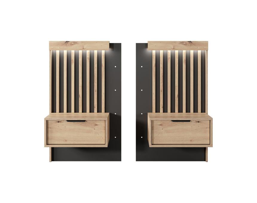 Тумбы прикроватные Perfect Home Tally 1S/51 с 2 ящиками 2 шт. Дуб артизан/Антрацит (PFH-091098)