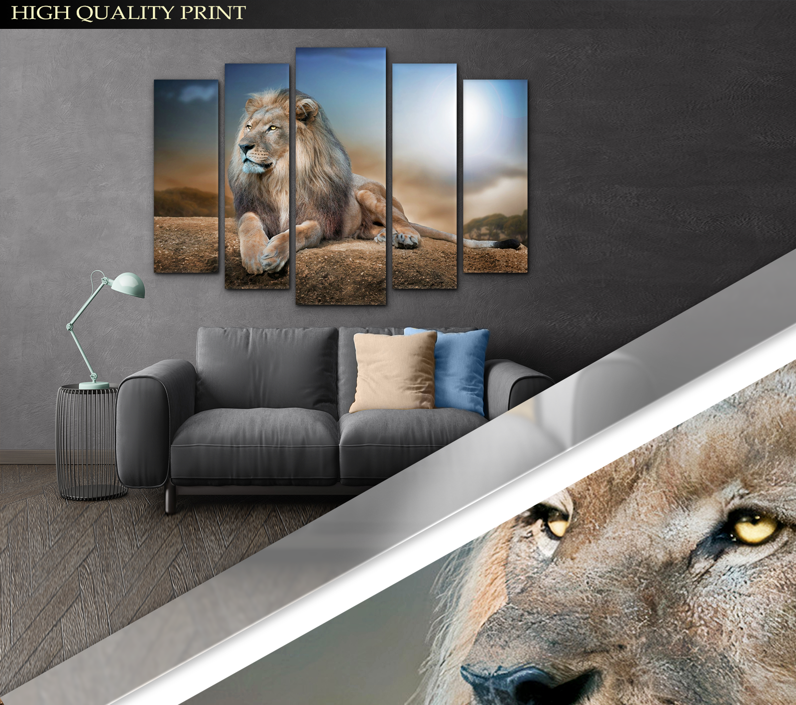 Модульная картина Африка Лев 105х150 см (Art-272_5) - фото 3
