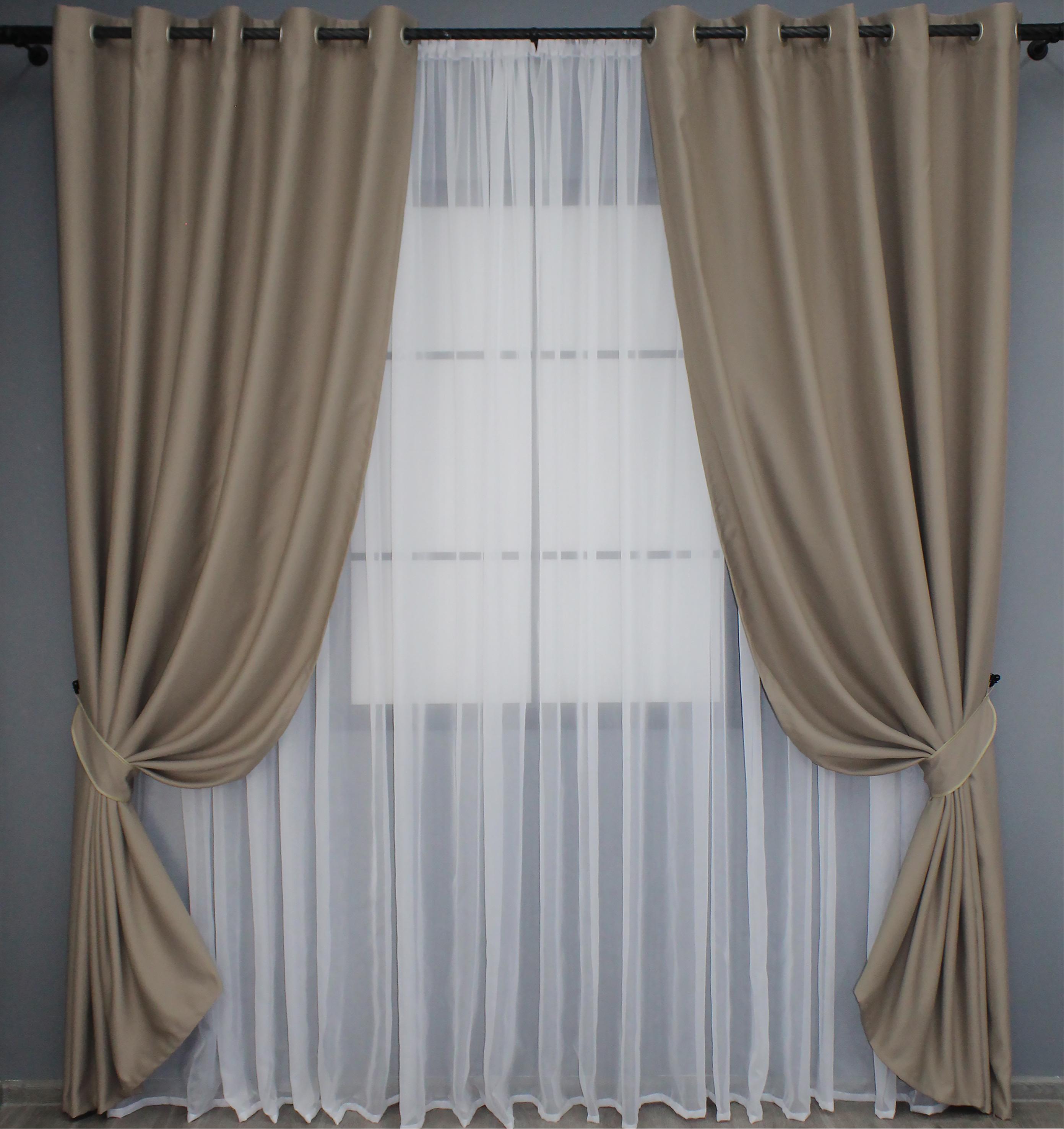 Комплект штор на люверсах VR-Textil Fusion Dimout № 792ш 150х250 см 2 шт. Какао (37-0105) - фото 1