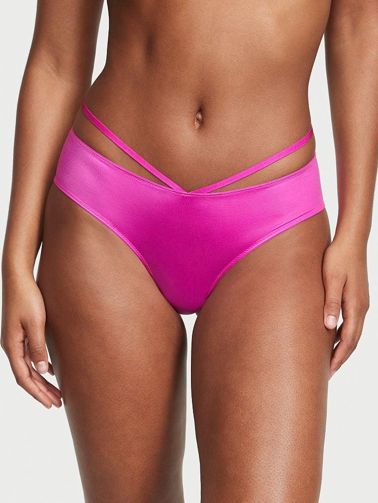 Трусики женские Victoria's Secret Lace-Trim Cheeky Panty атласные M Розовый (2095098309)