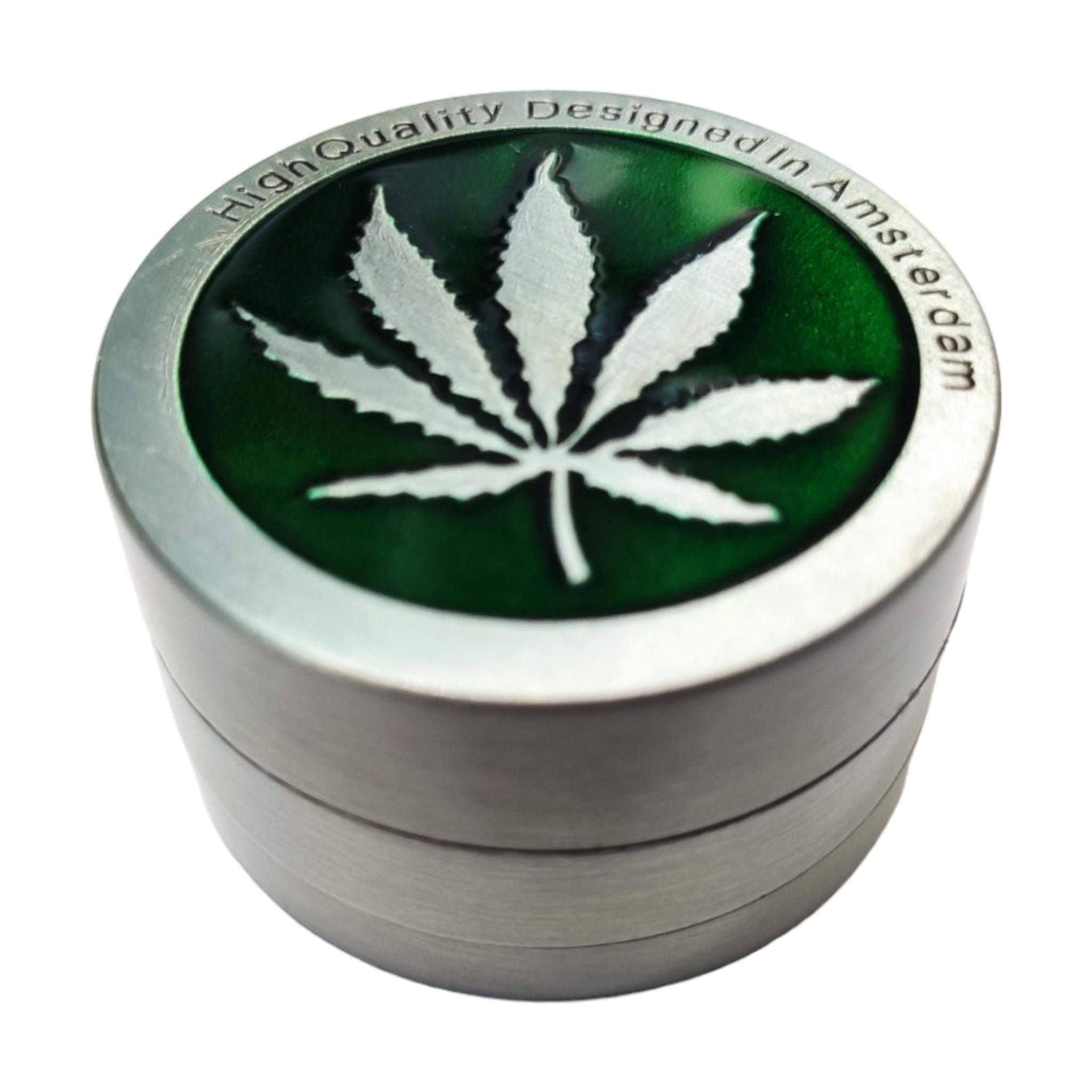 Гриндер Grinder Hemp Leaf для измельчения табака и специй Silver/Green - фото 2